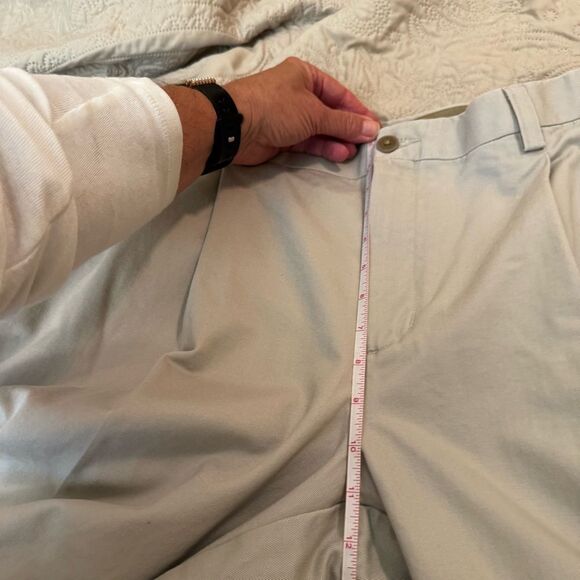 Men's Cuffed 100% Cotton Tan Pants - Picture 12 of 12